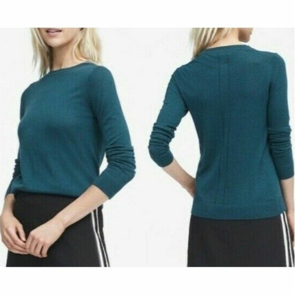 Teal BR Silk Cashmere Crew Sweater Banana Republic, size Small